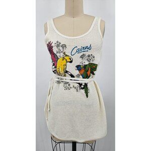 VTG Steam Cairn Australia Swimsuit Cover Up Womens 14 Knit Parrots Tank Dress